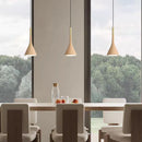 suspension moderne en métal imitation bois avec cordon réglable