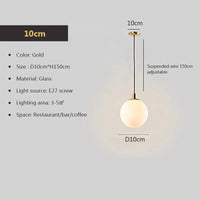Nordic glass pendant light 8-50 cm round ball for home, bar, bedroom, living room, café decor