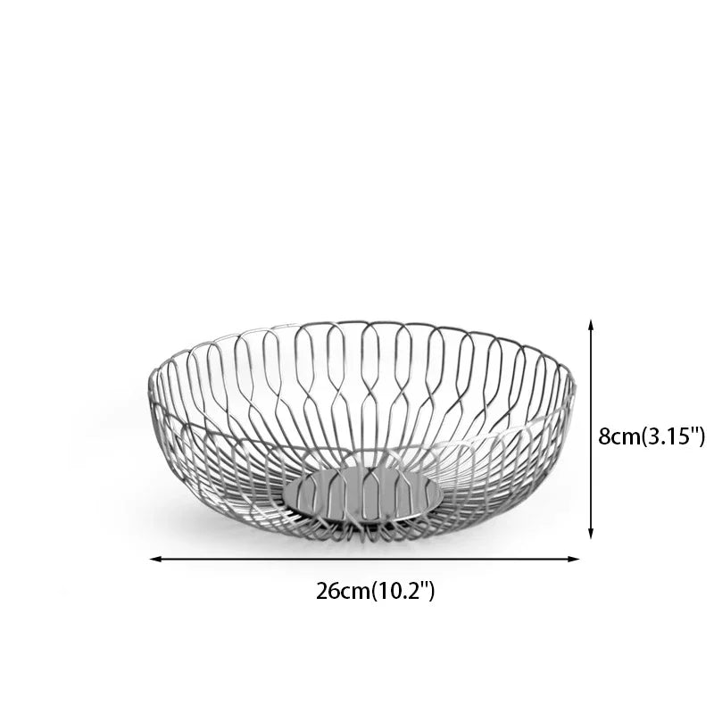 Nordic Stainless Steel Fruit and Vegetable Basket, Bread Baskets for Kitchen, Restaurant, Hotel, Coffee Table, Home Decoration