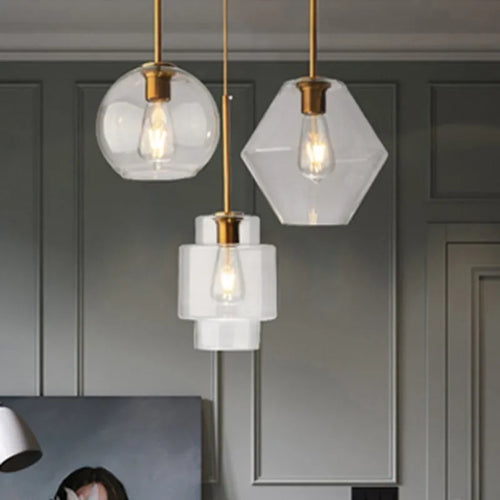 Minimalist nordic glass LED pendant light - vue 5 sur 26