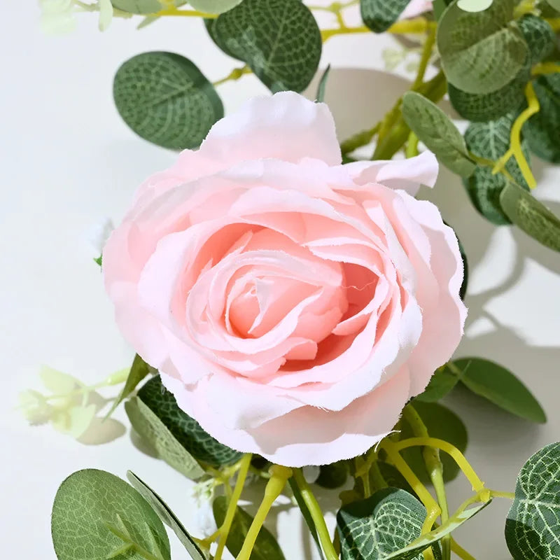 fleurs artificielles roses et plantes vertes pour décoration intérieure - vue 2 sur 6