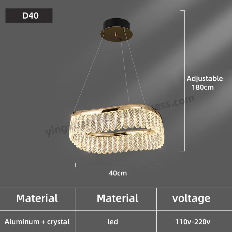 Minimalist Nordic style LED crystal chandelier - vue 9 sur 12
