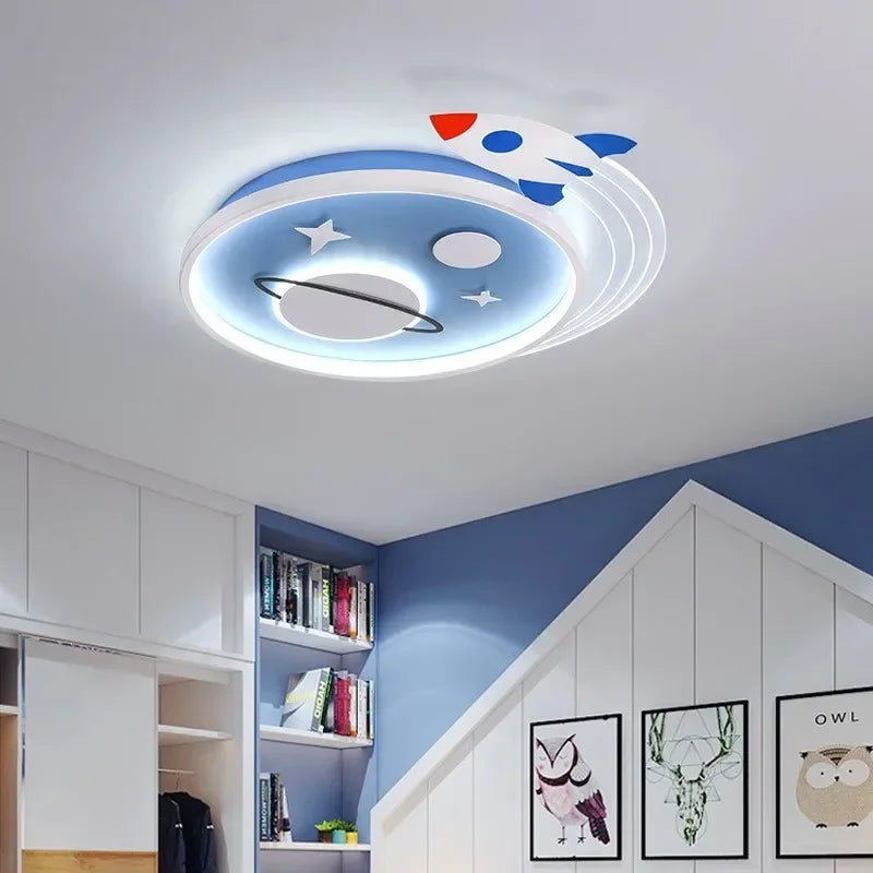 plafonnier nordique planète fusée led pour décoration enfant - vue 3 sur 9