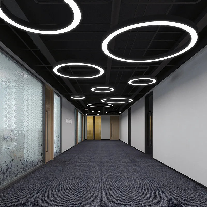 lustre à anneaux ronds led pour éclairage créatif moderne - vue 5 sur 11