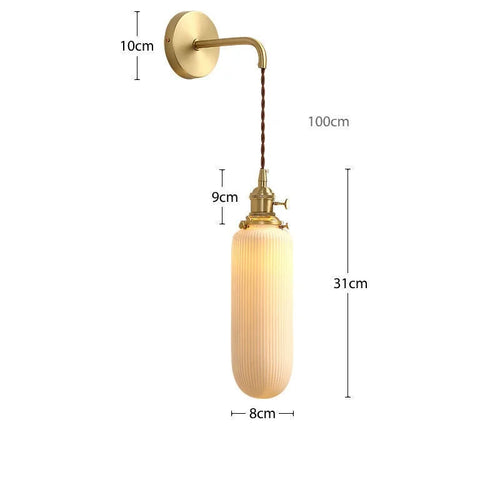 Applique murale dorée moderne céramique fil ajustable LED - vue 20 sur 23