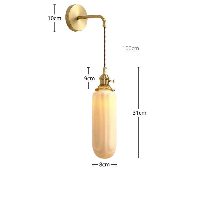 Applique murale dorée moderne céramique fil ajustable LED - vue 20 sur 23