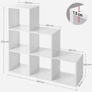 VASAGLE Stair Shelf, Bookcase, Step Shelf, Standing Shelf, with 6 Cubes, Ladder Shelf, Room Divider, Cube Shelf