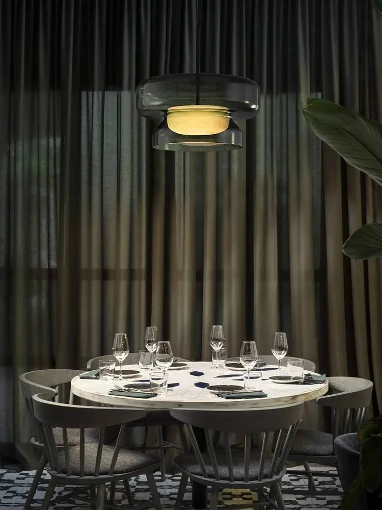 Suspension lustre design moderne en verre led décorative