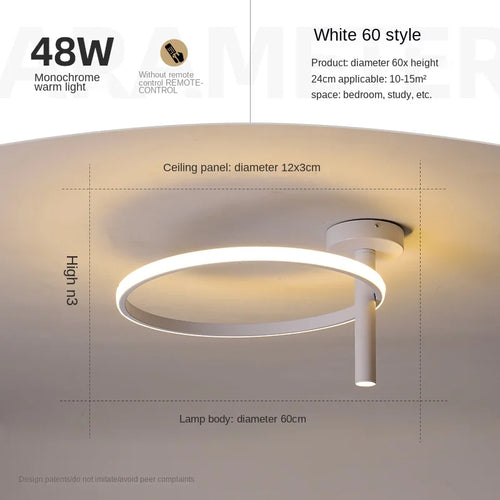 Modern minimalist LED ring ceiling light for home décor - vue 15 sur 24