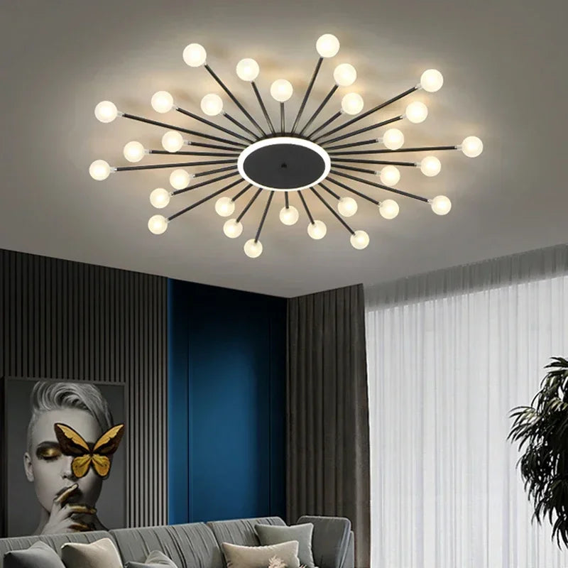 lustre moderne en verre avec éclairage led créatif intérieur - vue 5 sur 12