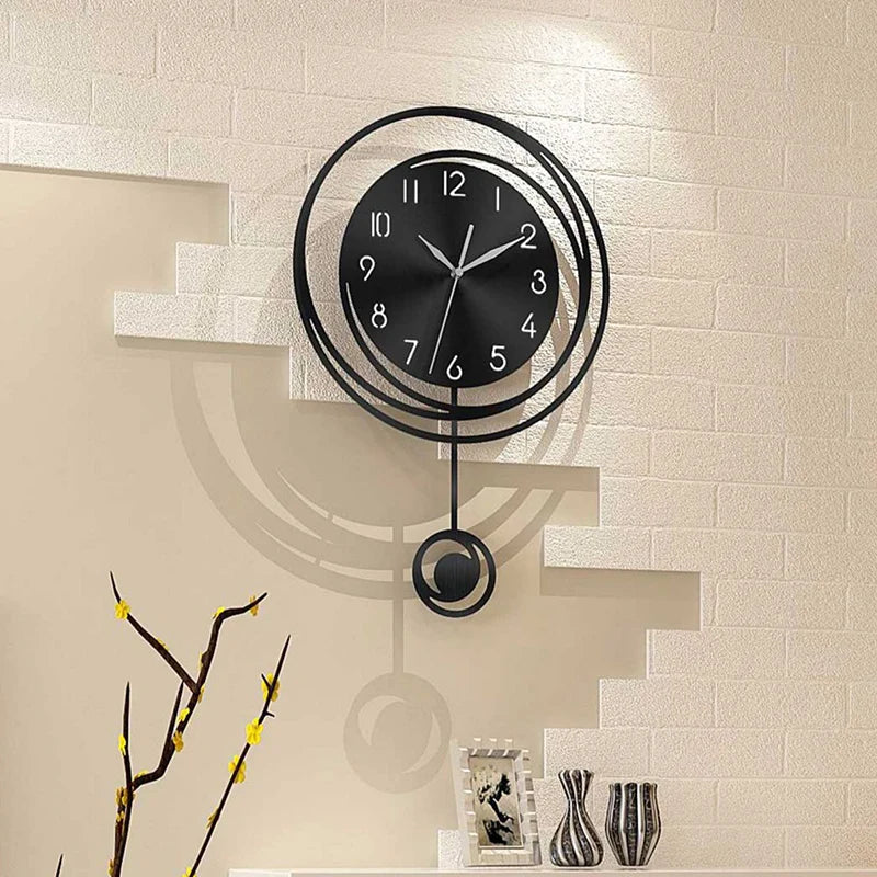 Circular hollow swinging wall clock with Arabic numeral scale clock, living room, bedroom, office, home decoration clock - vue 1 sur 9