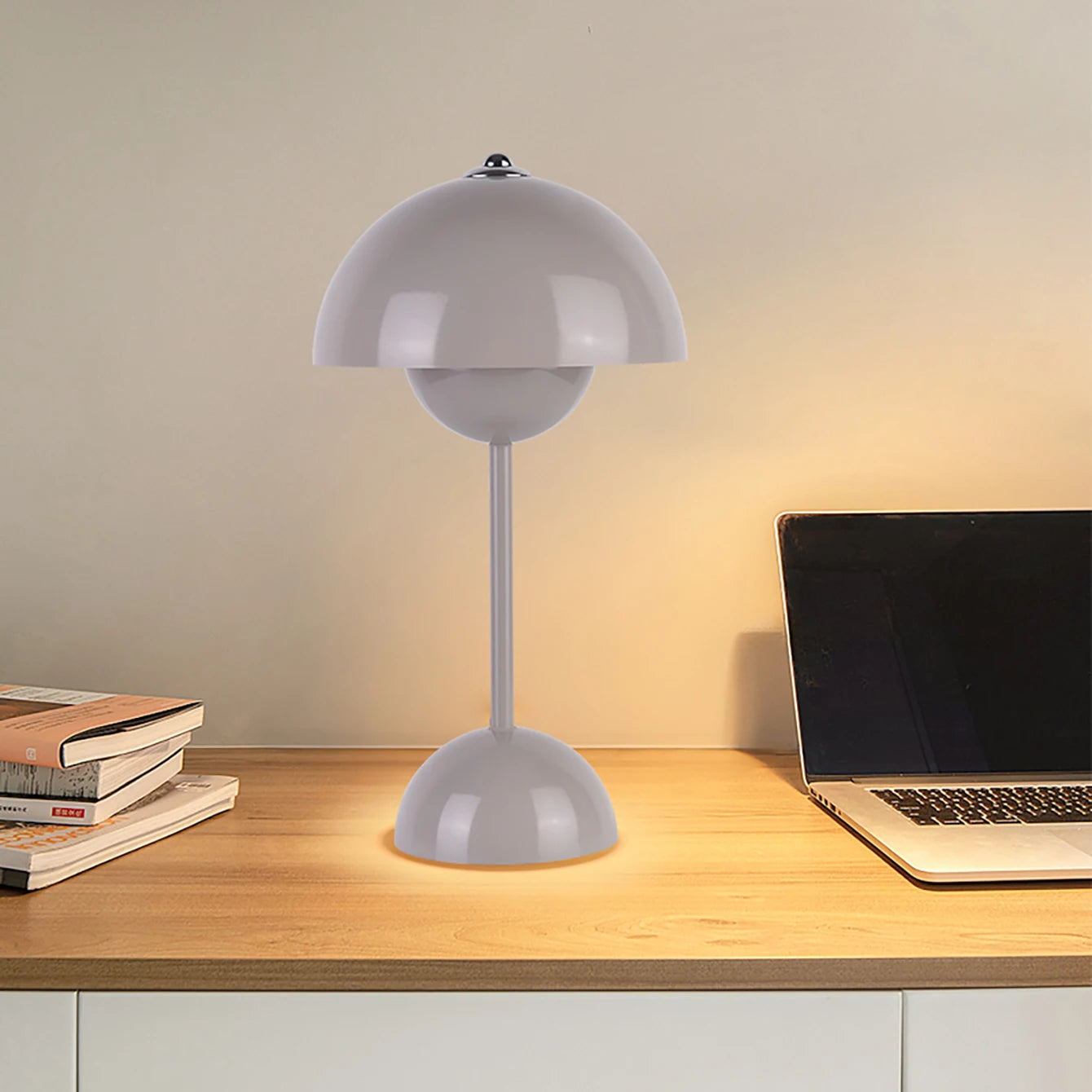 Lampe de table led nordique interrupteur tactile supérieur lampe de table de chargement USB lampe de champignon de bourgeon de fleur lampe de table décorative de table de chevet - vue 6 sur 14