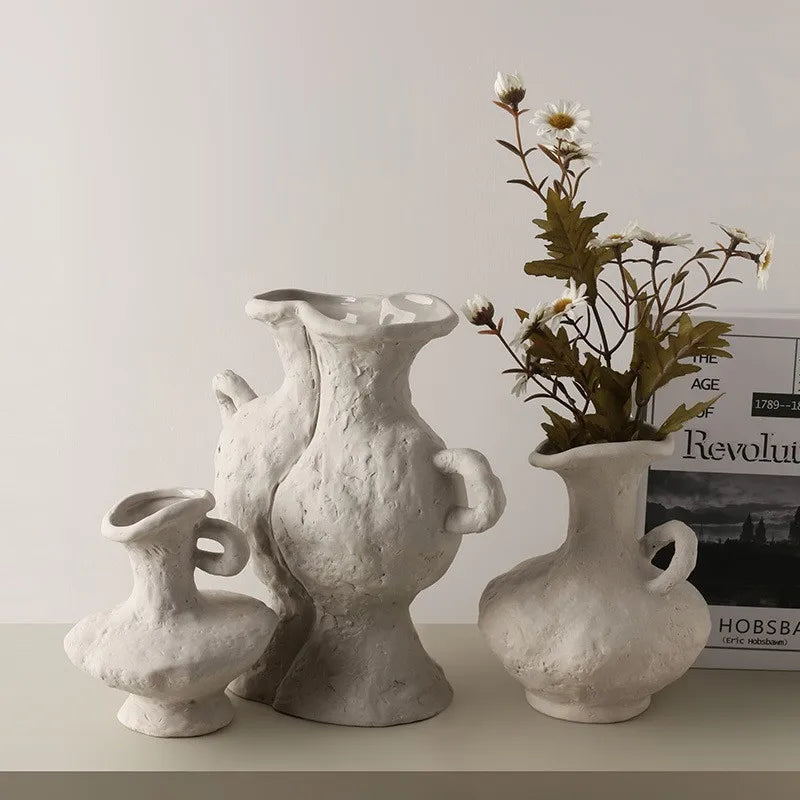 Hydroponics Nordic Style Simple Flower Pot, Ceramic White Vases, Table Accessories, Bathroom Aesthetic Room Decoration - vue 1 sur 15