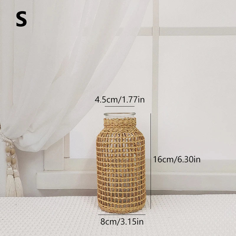 vase en rotin tissé pour fleurs séchées décoration rétro - vue 8 sur 8