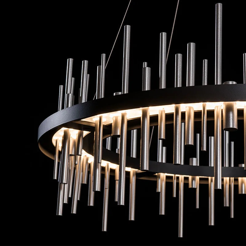 suspension à led en acier inoxydable pour décoration intérieure - vue 4 sur 16