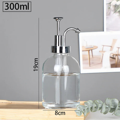 distributeur de savon en verre transparent rechargeable pour gel douche - vue 9 sur 17
