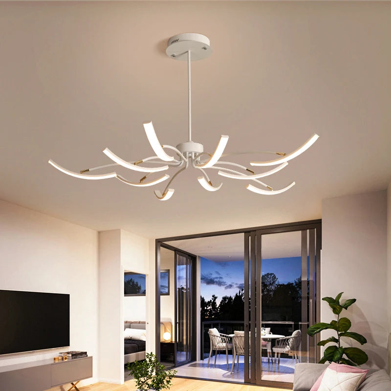 lustre led moderne éclairage intérieur lampes luminaires - vue 4 sur 18