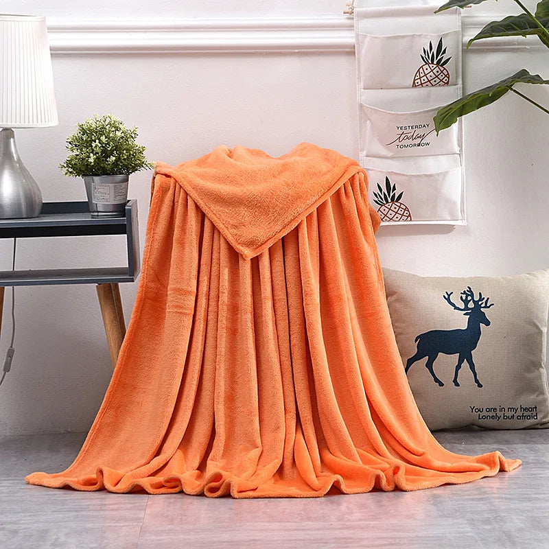 Plaid flanelle polaire corail doux chaud canapé lit