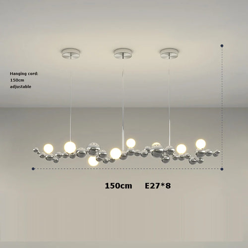 suspension design led art déco en or chromé pour intérieur élégant