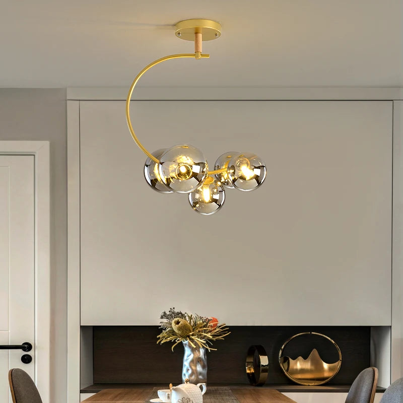 Nordic glass ceiling light with multicolour shade for indoor decor - vue 5 sur 9