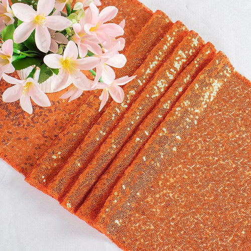 Chemin de table pailleté orange déco fête mariage - vue 6 sur 7