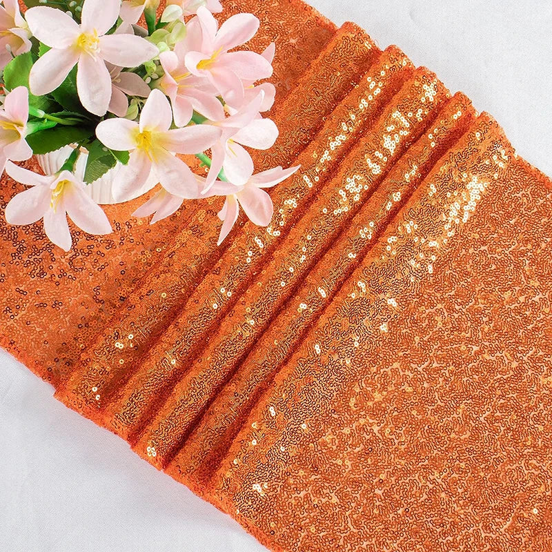 Chemin de table pailleté orange déco fête mariage - vue 5 sur 7