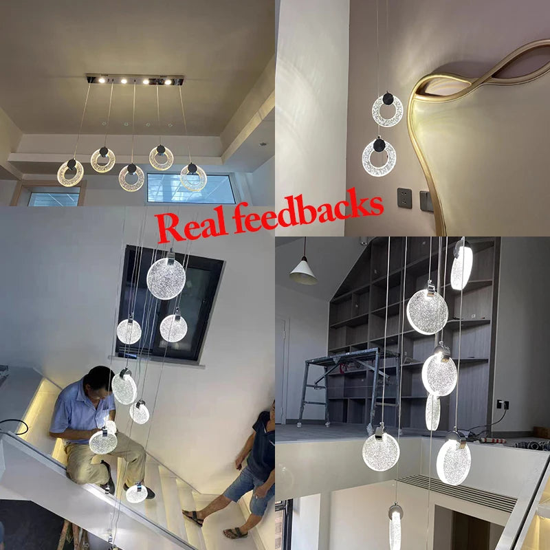 lustre suspendu en cristal led nordique pour intérieur - vue 6 sur 16