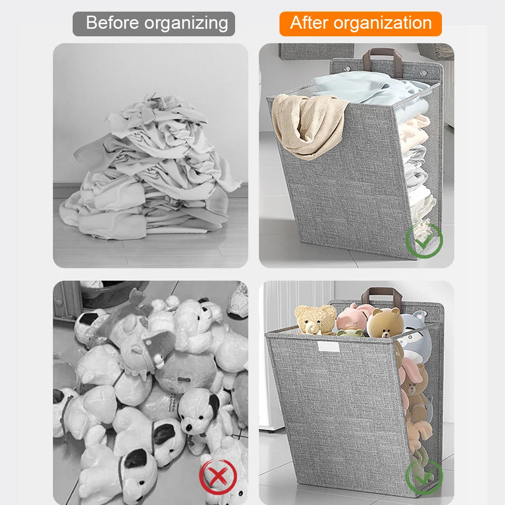 1pc Foldable Adhesive Laundry Basket Hamper, Multifunctional Punch Free Wall Hanging Washing Clothes Mesh Hook Organizer - vue 5 sur 7