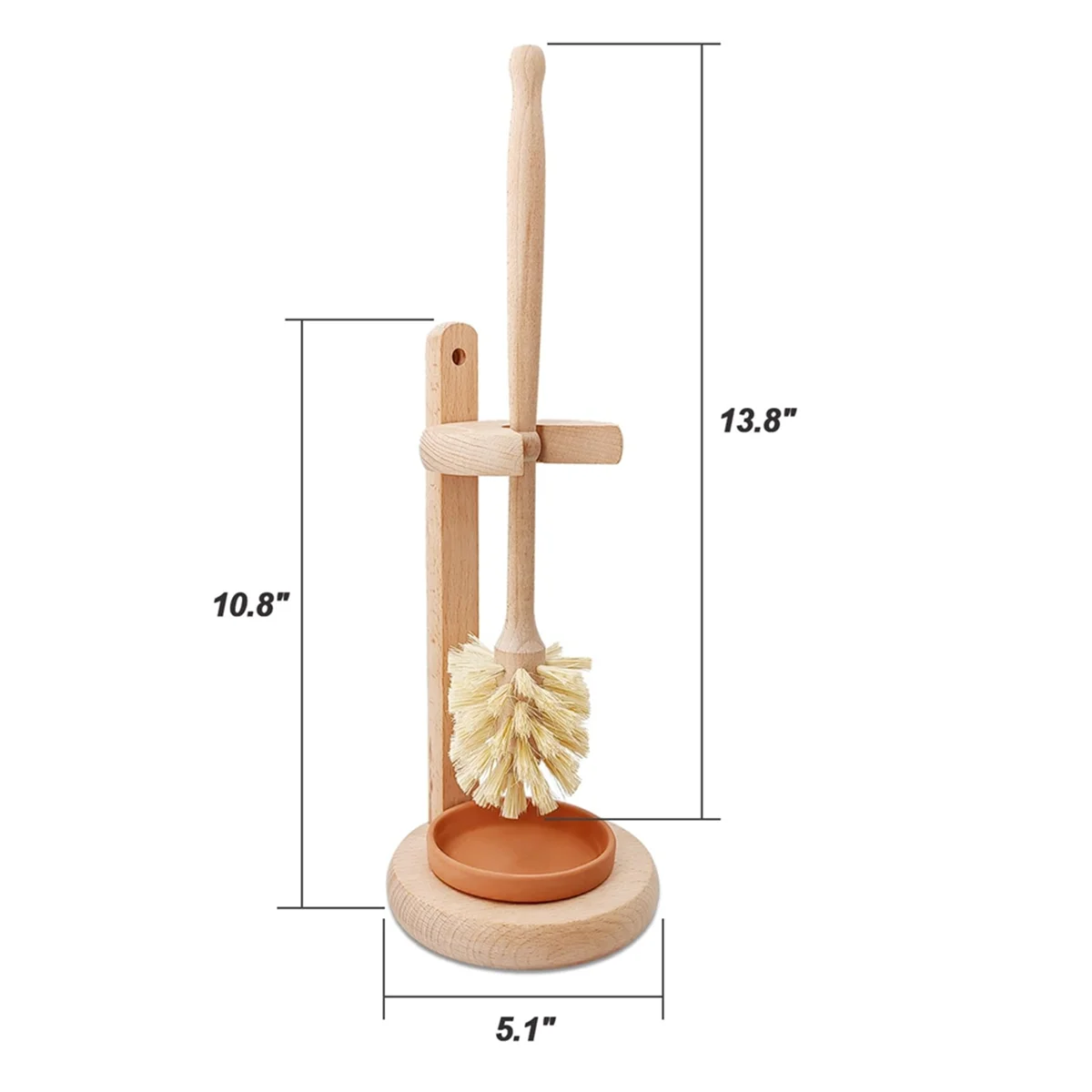 Wood Toilet Brush and Holder Set, Wood Toilet Bowl Cleaner Brush for Bathroom, Toilet Scrubber with