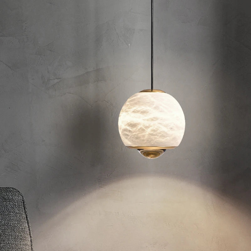 suspension LED en marbre naturel espagnol idéale pour bar et restaurant - vue 2 sur 6