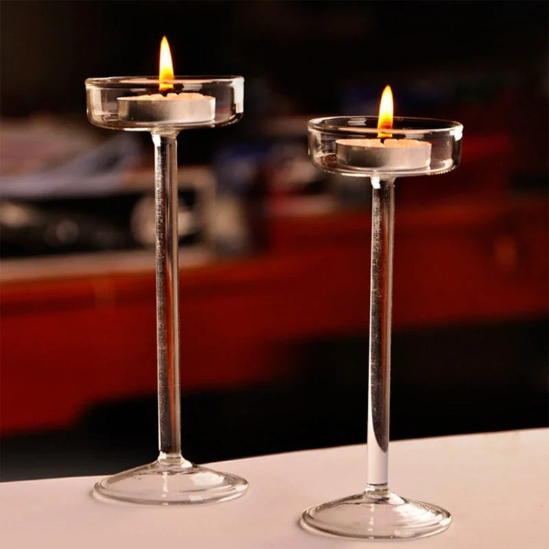 grand bougeoir en verre pour décoration de mariage et fête romantique - vue 5 sur 9