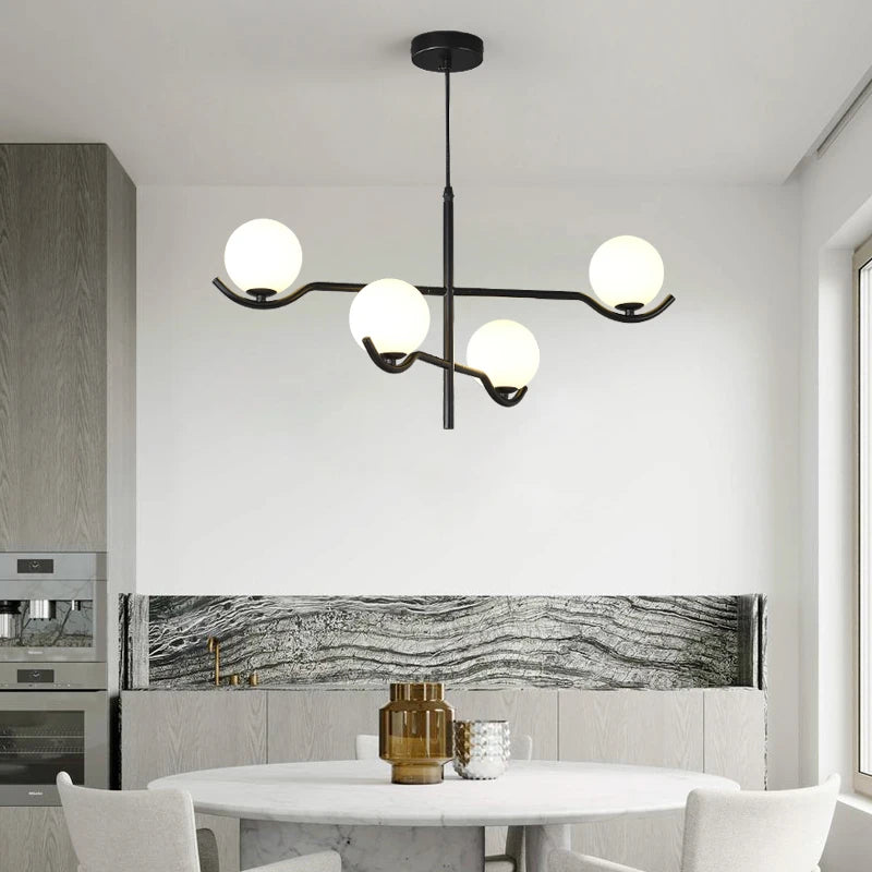lustre en verre blanc design moderne pour intérieur élégant - vue 3 sur 9
