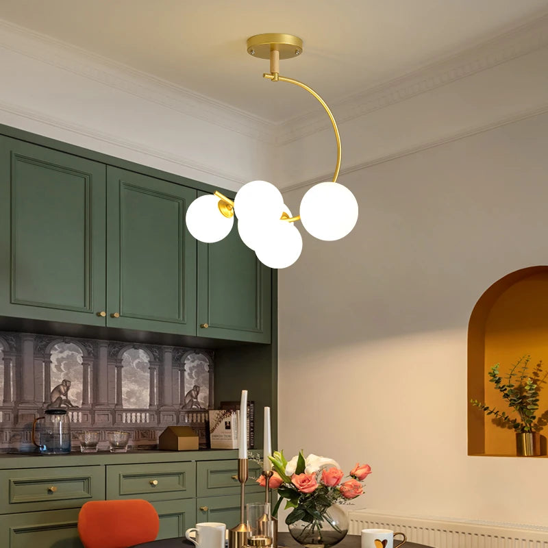 Nordic glass ceiling light with multicolour shade for indoor decor - vue 4 sur 9