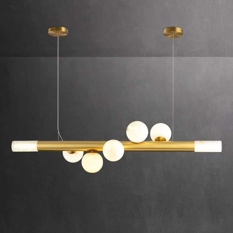lustre de bar long et luxueux en marbre véritable post-moderne - vue 3 sur 10