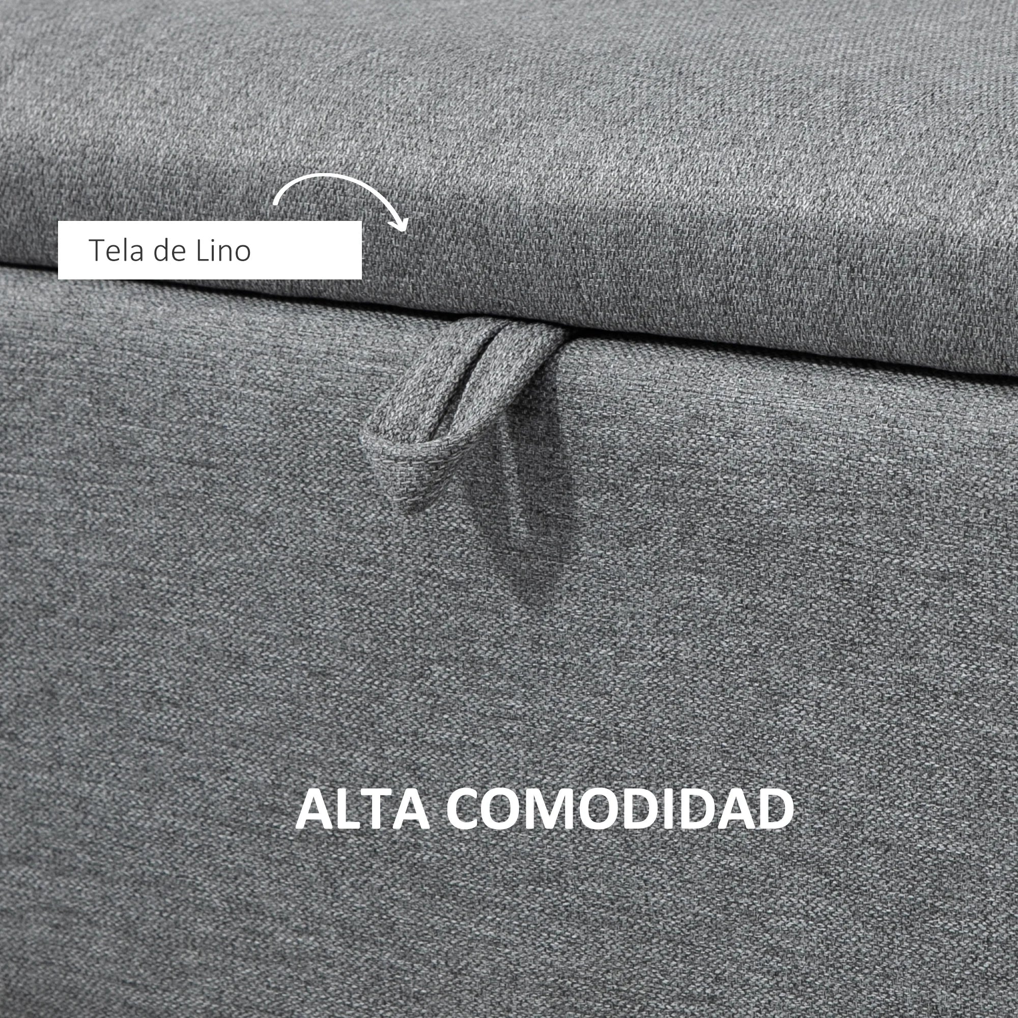HOMCOM storage bench upholstered in linen with flip cover 101x38.5x44.5 cm - vue 6 sur 6
