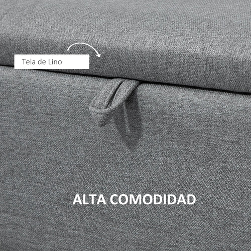 HOMCOM storage bench upholstered in linen with flip cover 101x38.5x44.5 cm - vue 7 sur 6