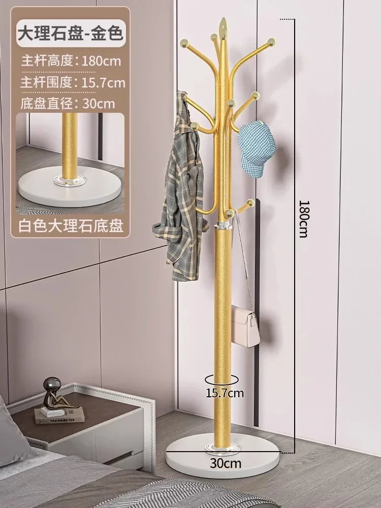 Freestanding Marble Metal Coat Rack, 3 Storage Shelves, 9 Hooks, Hall Tree for Coats, Hats, Bags, Entryway Organizer - vue 25 sur 26
