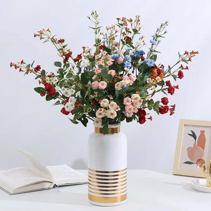 lot de 5 roses artificielles en soie pour décoration florale - vue 2 sur 13