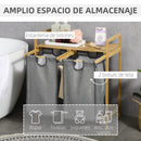 HOMCOM bamboo dirty laundry basket with 2 removable bags 63.5x33x73cm Natural