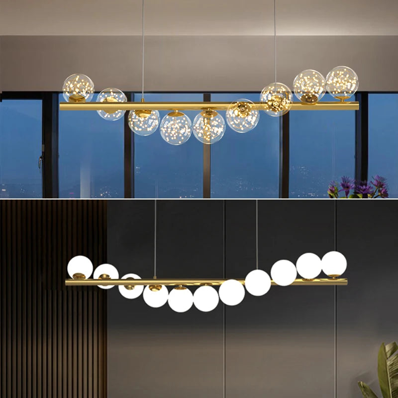Nordique minimaliste boule de verre lustre Restaurant cuisine G9 lumière LED maison plafond décoration or lustre lampe suspendue