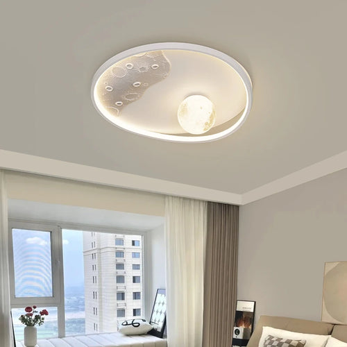 Minimalist nordic style LED ceiling light with eye protection, moon shape