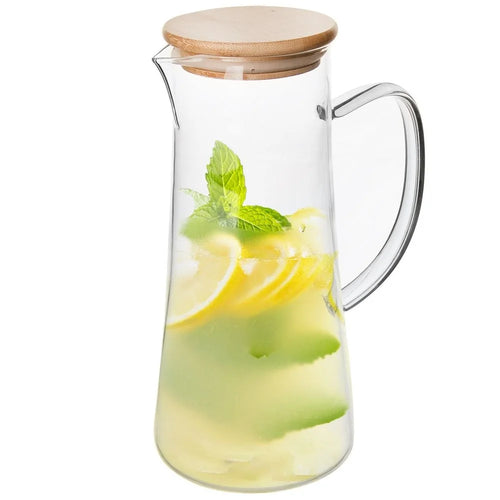 Carafe verre poignée couvercle bambou 135 cl
