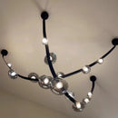 Minimalist leather and glass LED chandelier for decoration