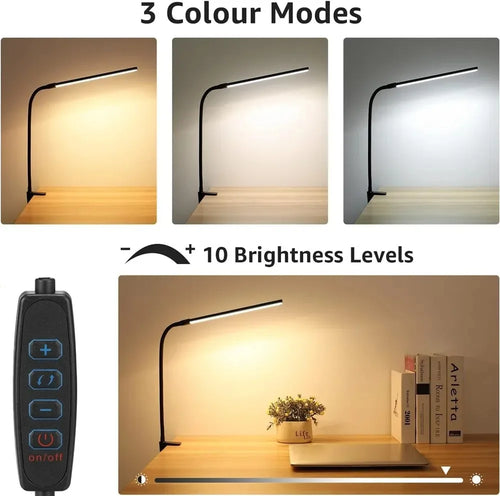 lampe de bureau led pliable à clip protection des yeux 3 modes 10 intensités - vue 5 sur 10