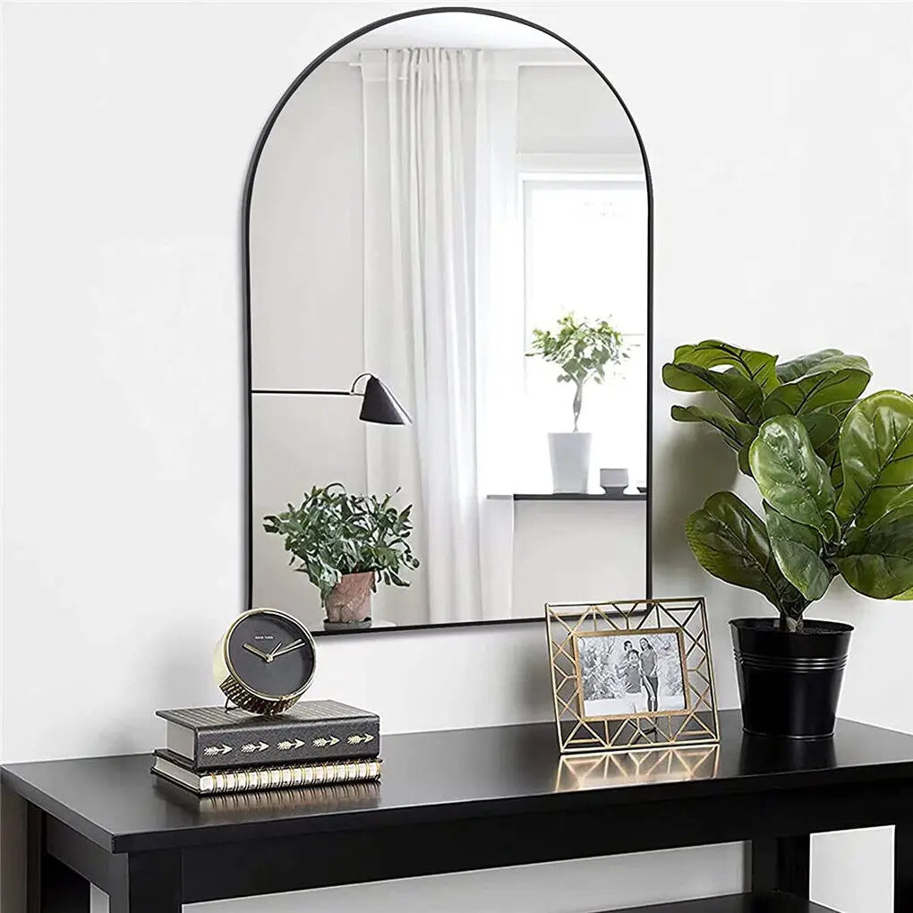 LUVODI Home Decorative Mirror with Black Arched Frame for Bathroom, Entryway, Living Room - vue 5 sur 7