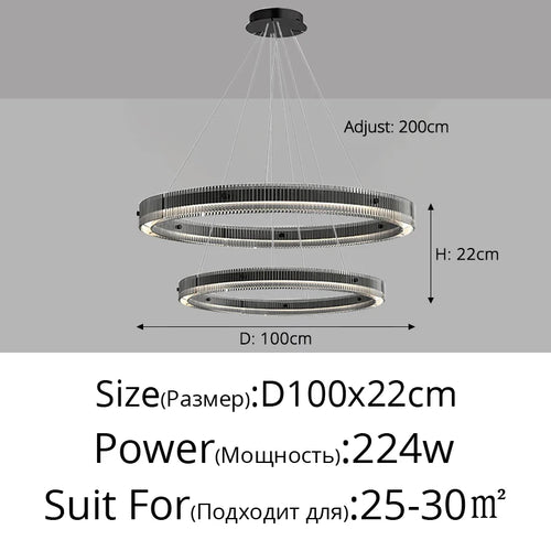 Italian minimalist chandelier high-end nordic design glass - vue 9 sur 9