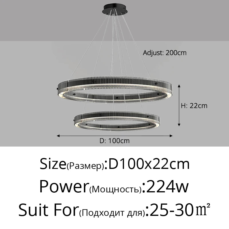 Italian minimalist chandelier high-end nordic design glass - vue 9 sur 9