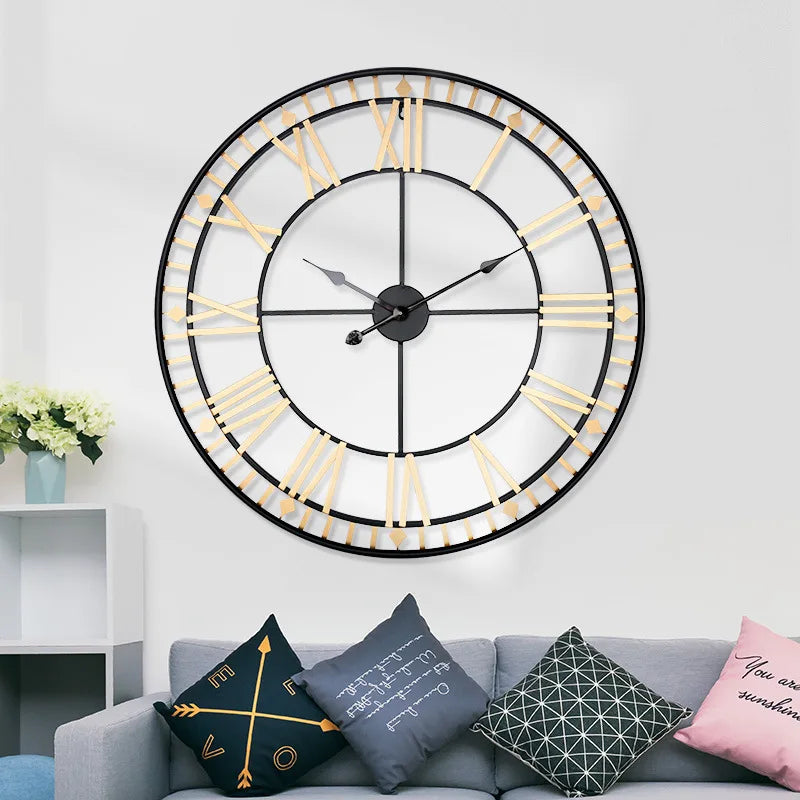 horloge murale grande taille design moderne style européen à suspendre - vue 5 sur 6