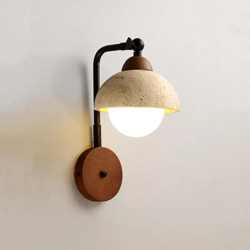 Applique murale LED en travertin jaune chaud japonais