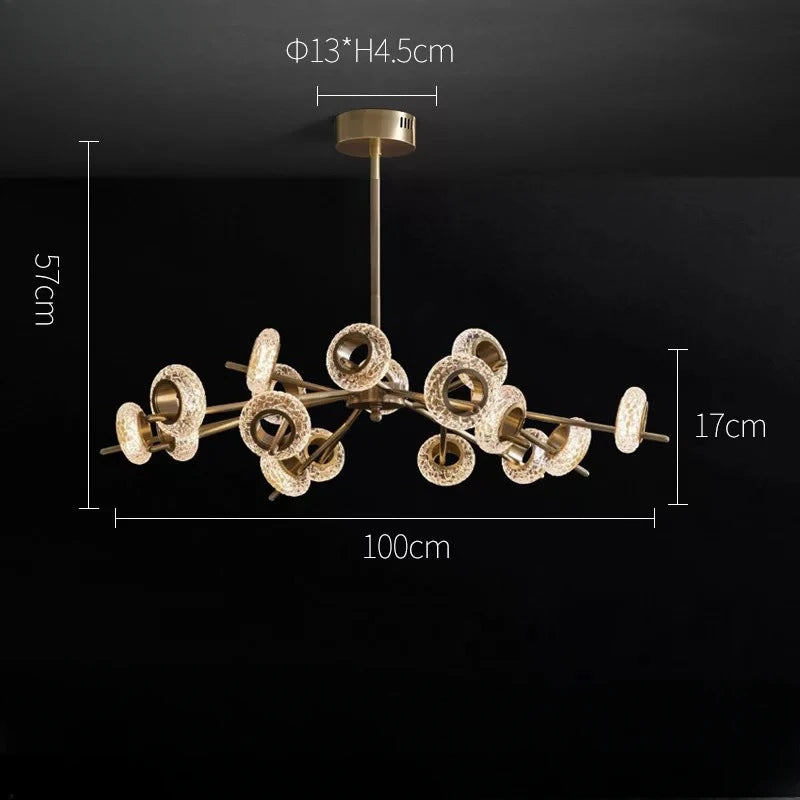Nordic cracked glass chandelier with modern minimalist LED - vue 9 sur 10